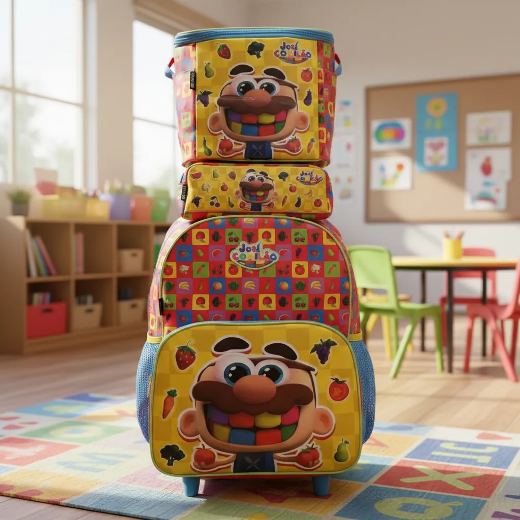 Kit Mochila Escolar Infantil José Comilão Lancheira Estojo Verde-claro Jose Comilão Kids