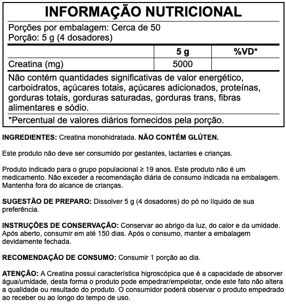 Creatina Creapure Growth é boa? Vale a pena em 2026? Análise completa! 7 creatina creapure growth tabela nutricional