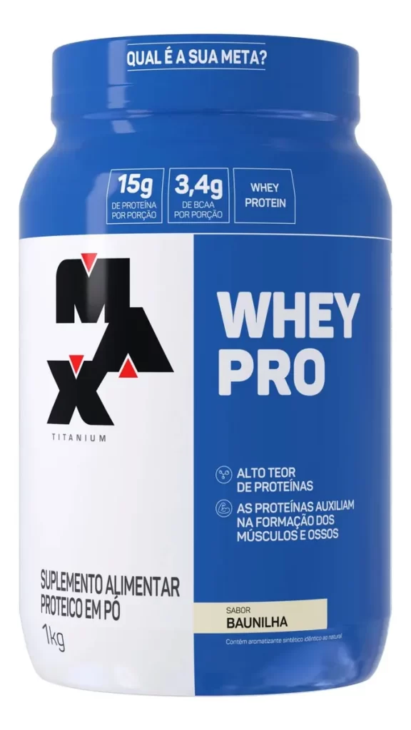 Whey Pro Baunilha Max Titanium Protein Pro Com Bcaa E Aminoácidos 1kg Sabor Baunilha