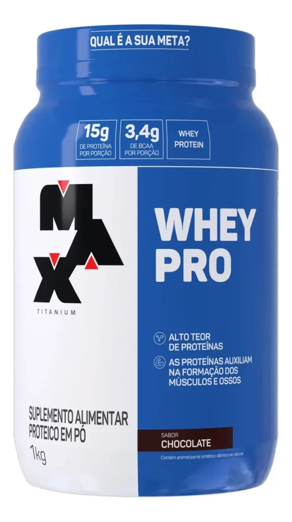 Suplemento Academia Whey Pro Max Titanium Concentrado Pote 1kg Sabor Chocolate