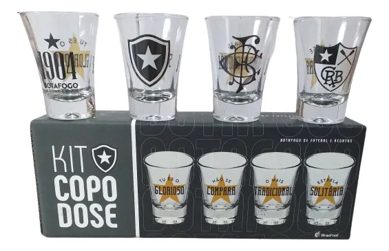 Botafogo! 15 Presentes Criativos que Estão Bombando em 2026 2 Kit Copos Dose Vidro Botafogo 60ml